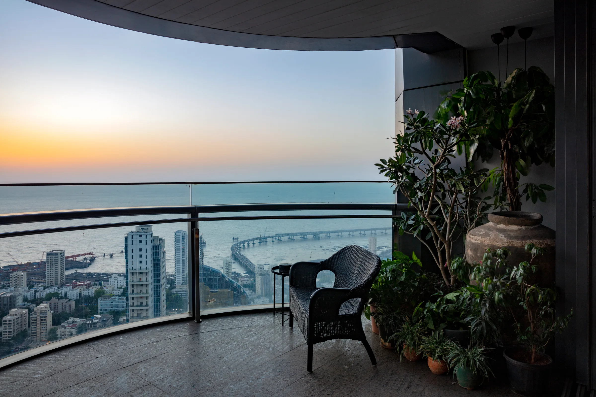 The sea from a high balcony at The Open Horizon by Sonia Gehlot