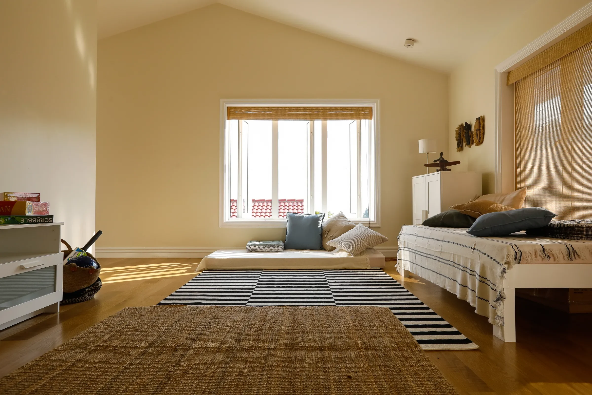 A guest room under the eaves at the Coonoor bungalow