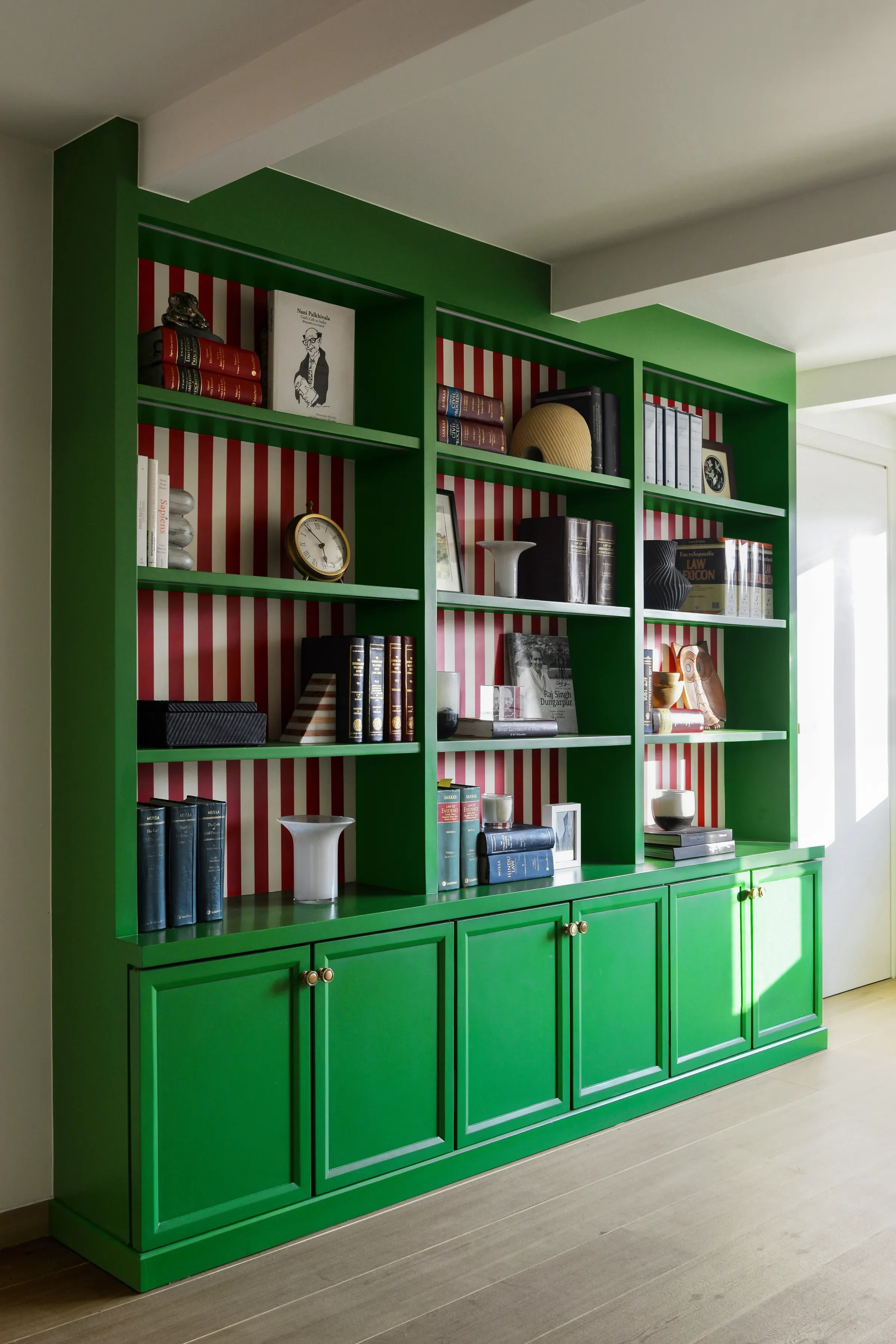 The green library unit at the Kala Ghoda chambers