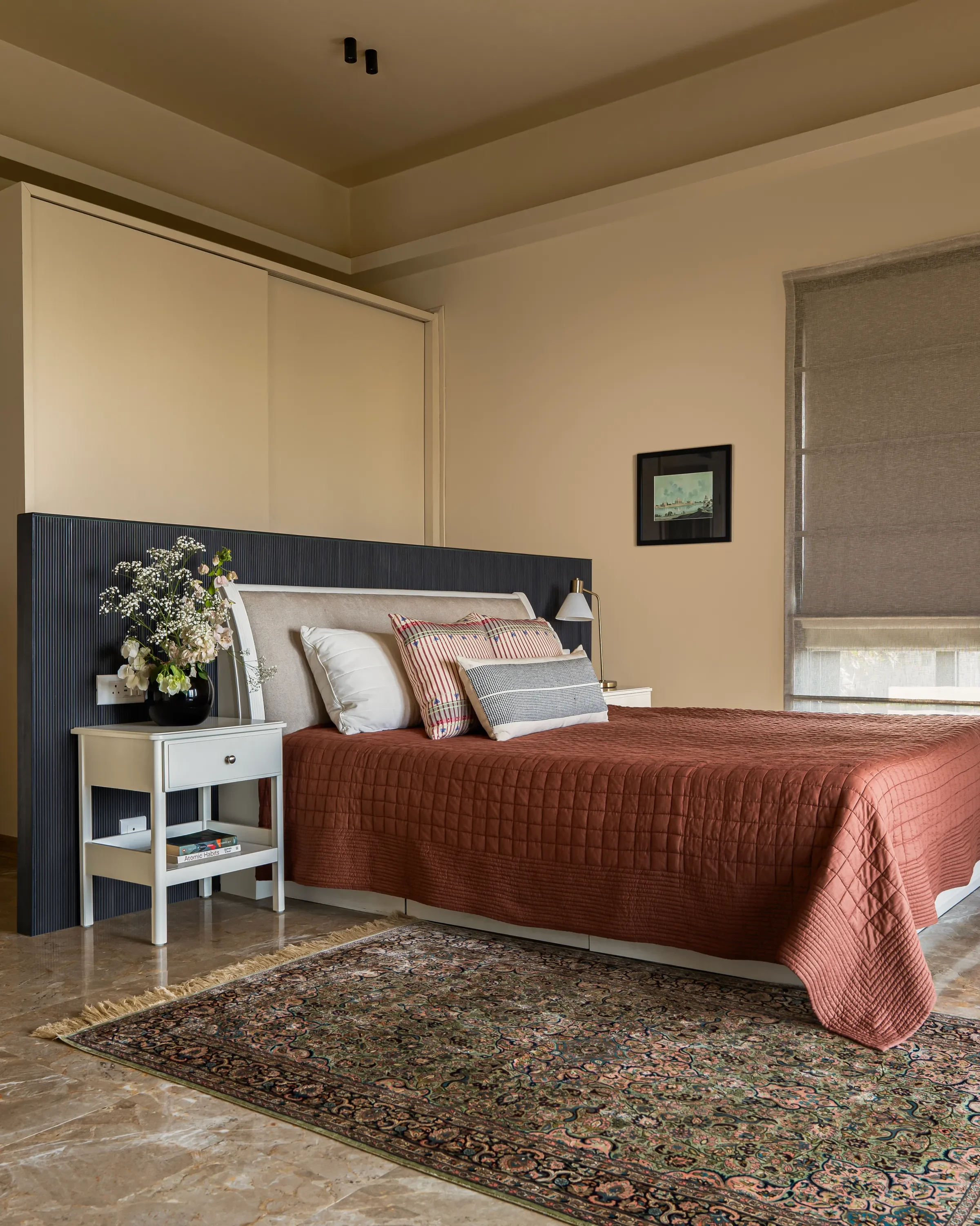 The rust bedroom at Tranquila