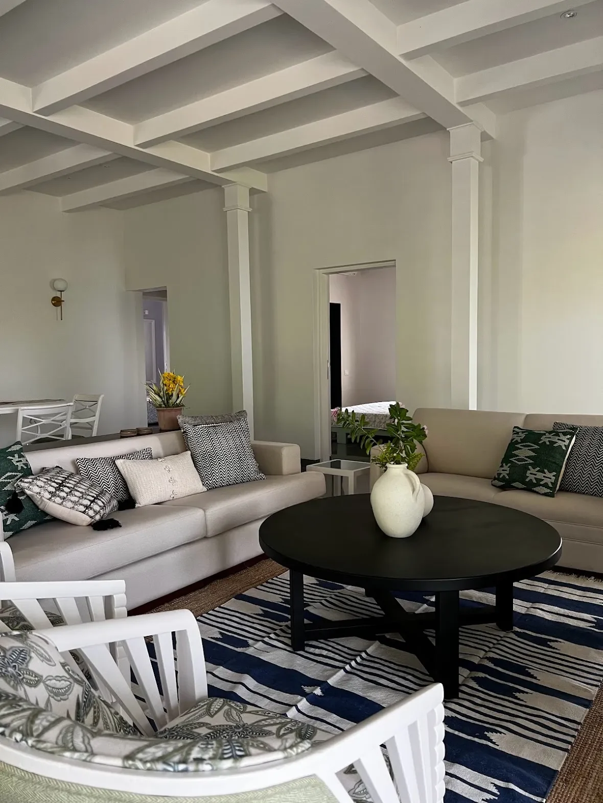 The living room at the Malkhed house, seen wide